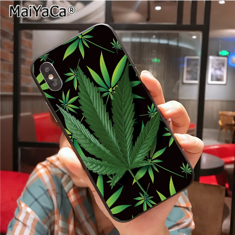 MaiYaCa листья растений Лист Каннабиса DIY окрашенный крутой чехол для iPhone X Xs Xr Xs max 7plus 6 6s 7 8 8Plus 5 5S SE 10 Чехол