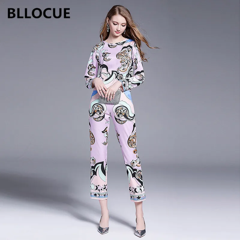 BLLOCUE Runway дизайнерский костюм набор 2019 осенний женский модный топ с принтом