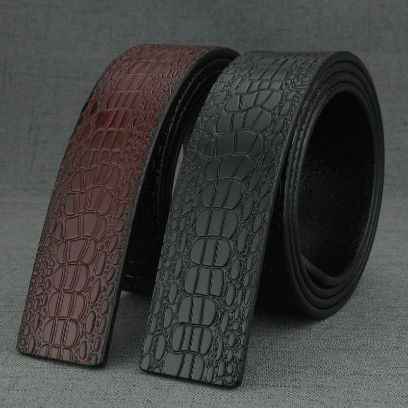 Мужской ремень из натуральной кожи широкий крокодиловой в стиле ретро без пряжки