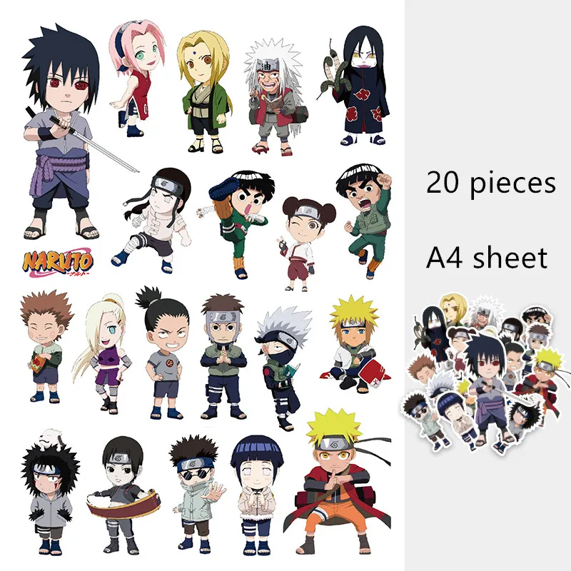 200 шт./партия фигурки Наруто Игрушка Аниме Uzumaki Uchiha Sasuke Iruka kakahi наклейки планшет стекло велосипед скейтборд наклейка