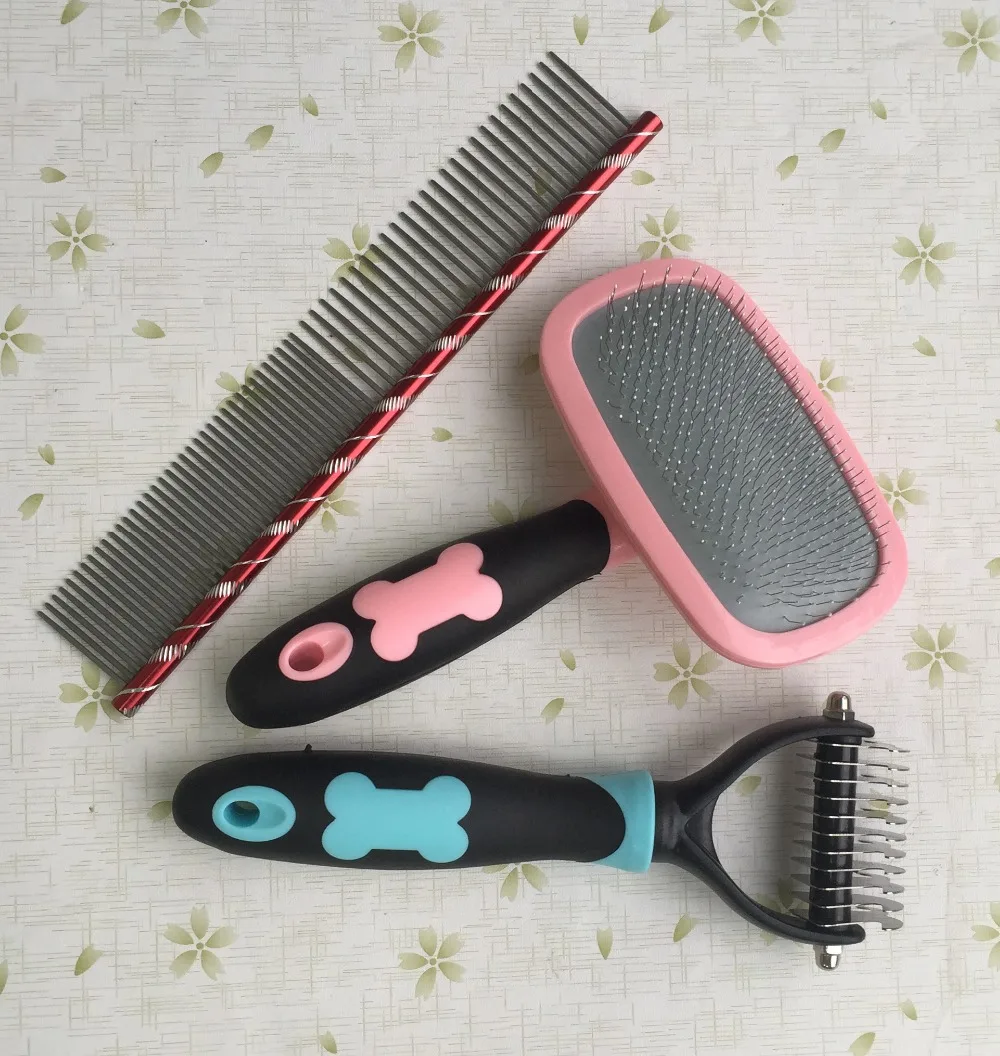 

Pet grooming tools pet color comb,pet rake comb and pin brush kit6