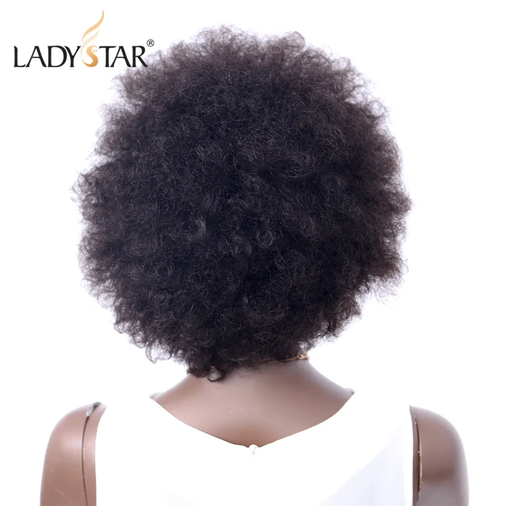 LADYSTAR афро кудрявый парик Remy человеческих волос парики для женщин Бразильский