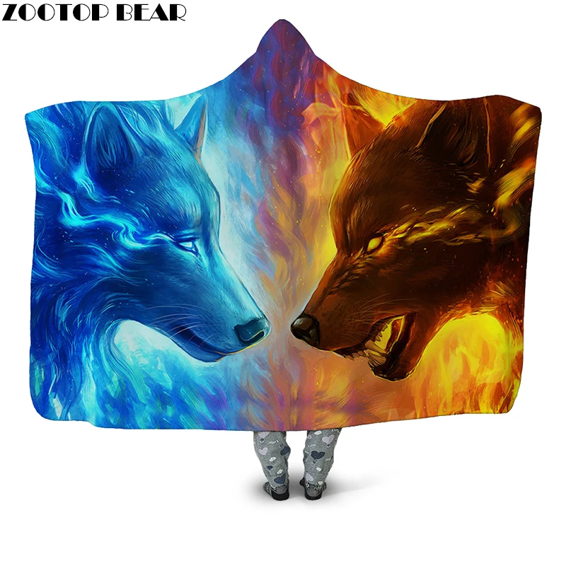 Одеяло с капюшоном Wolf Anime модные одеяла для взрослых мягкие постельные