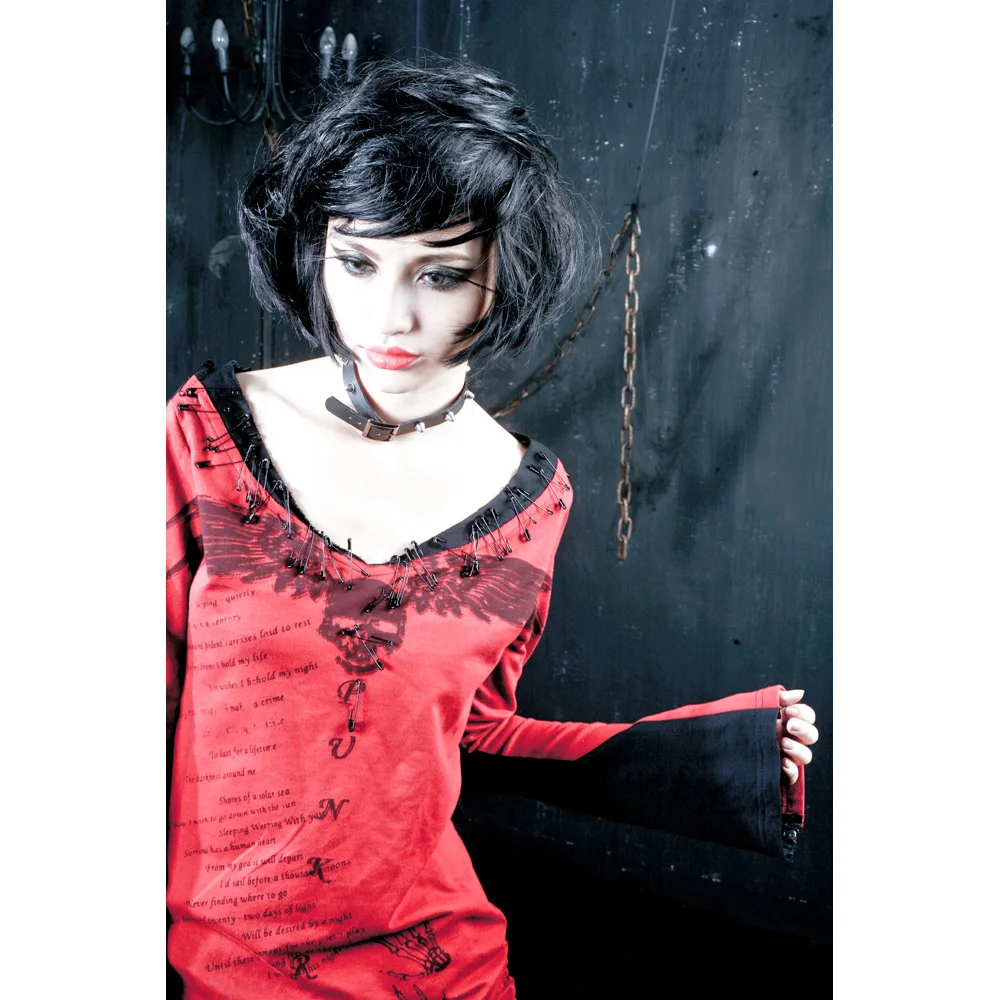 Женская хлопковая рубашка с принтом в стиле панк рокабилли|visual kei|visual kei fashionprinted top