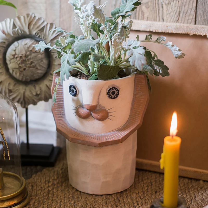 Садовая креативная абстрактная ваза со львом для украшения дома цветочный