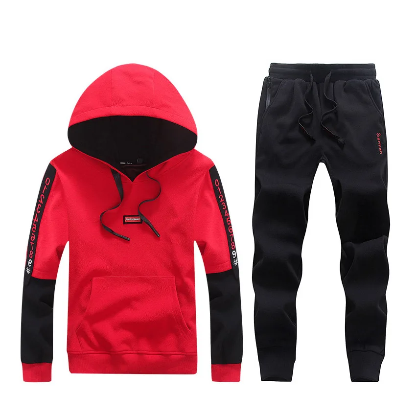 

New 2019 spring autumn sports casual sets students hooded suits men outerwear plus size