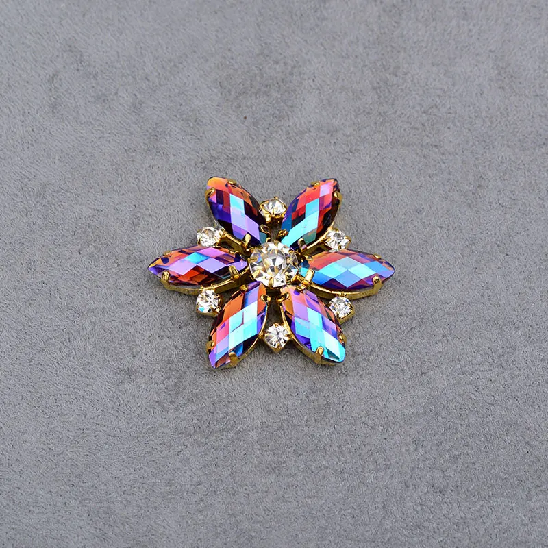 Purple AB JUNAO 36 мм розовый усеяны искусственными драгоценными камнями; Стекло Стразы Цветочная аппликация из страз с плоской задней частью драгоценные камни пришить коготь камни Одежда ювелирных изделий для поделок - Цвет: Purple AB