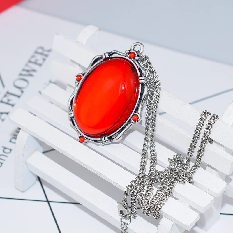 Винтажное ожерелье с подвеской из красного драгоценного камня для женщин