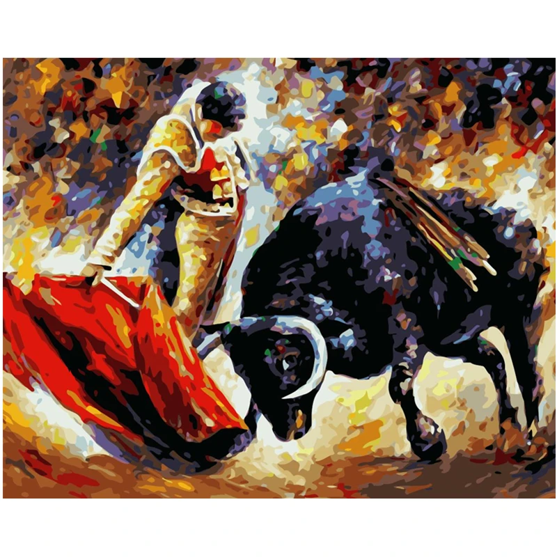 Bullfighter.DIY Coloring Paint By number Tools picture Beautiful Painting Numbers Surprise Gift art supplies dropship | Дом и сад
