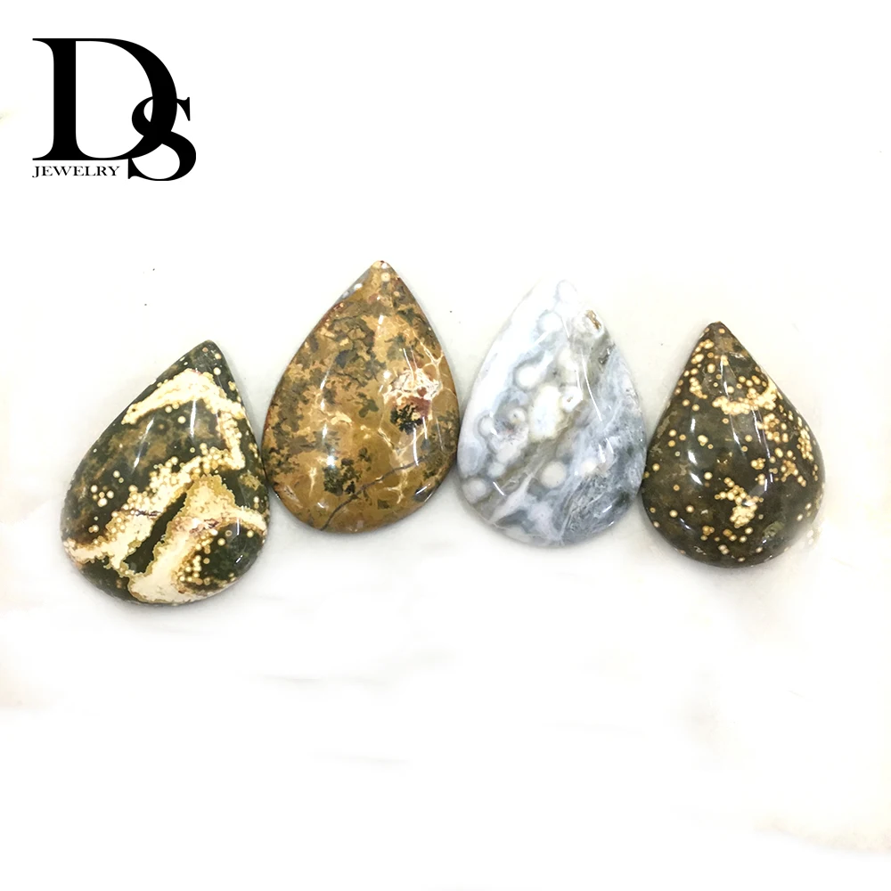 

4 Pcs Natural Ocean Jasper Pendant Tumbled Stones Crystal Quartz Jade Healing For Jewelry Making Necklace Gifts Decoration
