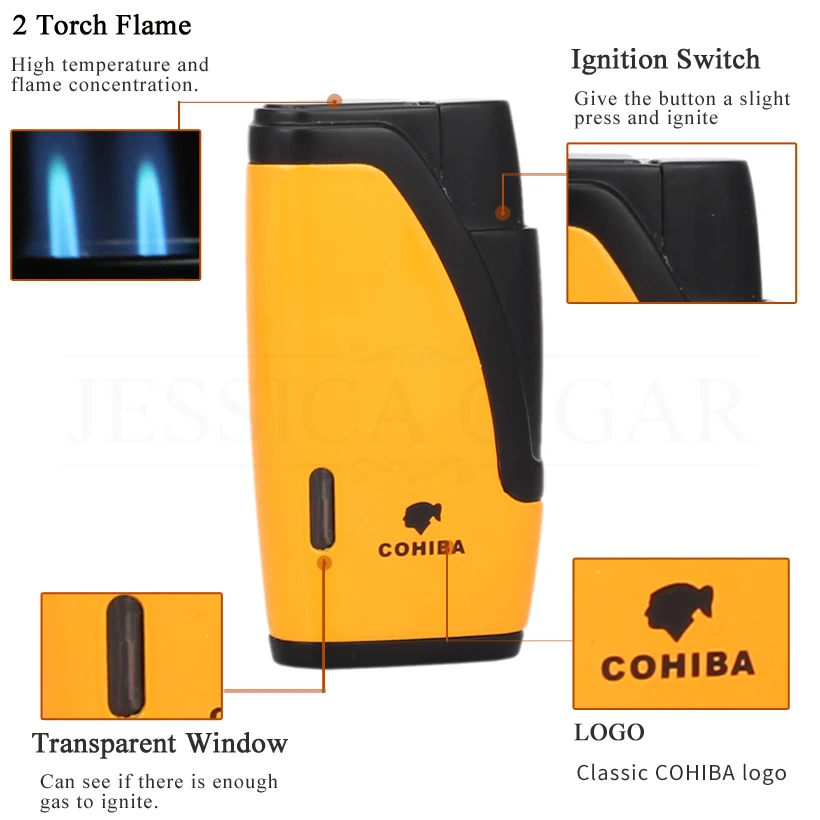 Зажигалка COHIBA Jet ветрозащитная зажигалка с 2 пламенем многоразовая газовая