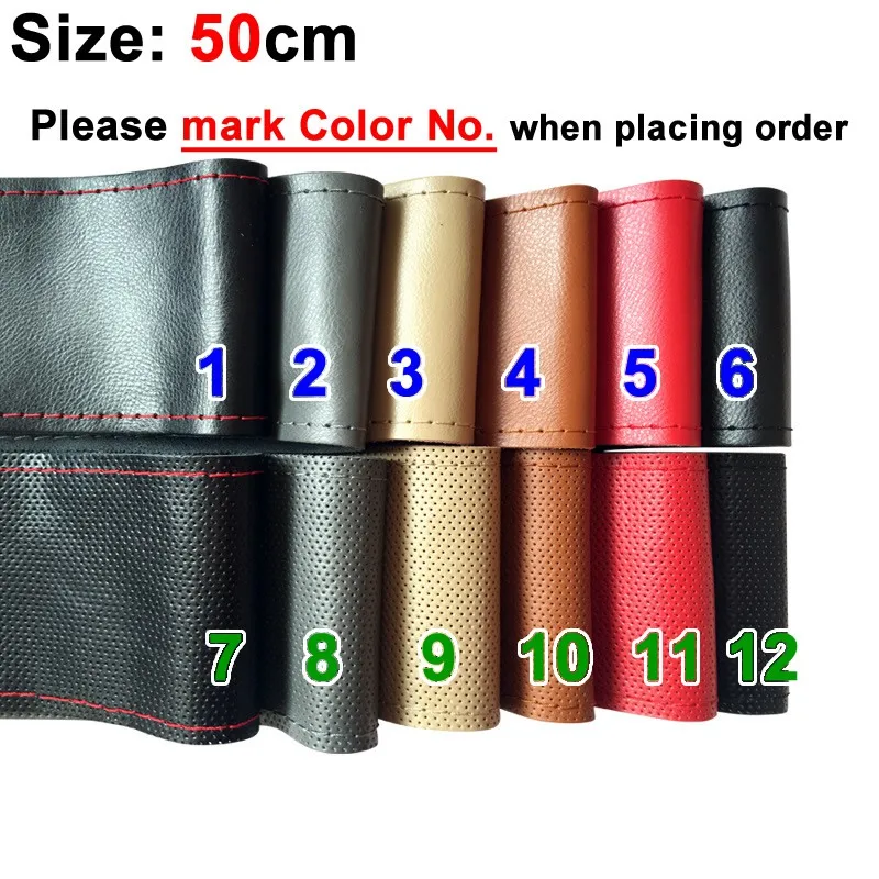 50cm Remark Color 40/42/45/47/50 см, 4 сезона натуральная кожа рулевое колесо крышка мягкие Нескользящие теплые коса Чехлы для рулевого колеса для грузовика - Название цвета: 50cm Remark Color