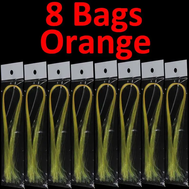 8 bags orange 8 мешков 1/5" УФ лед крыло Flashabou стример Щука лосось мухобойка материал розовый желтый зеленый синий оранжевый - Цвет: 8 bags orange