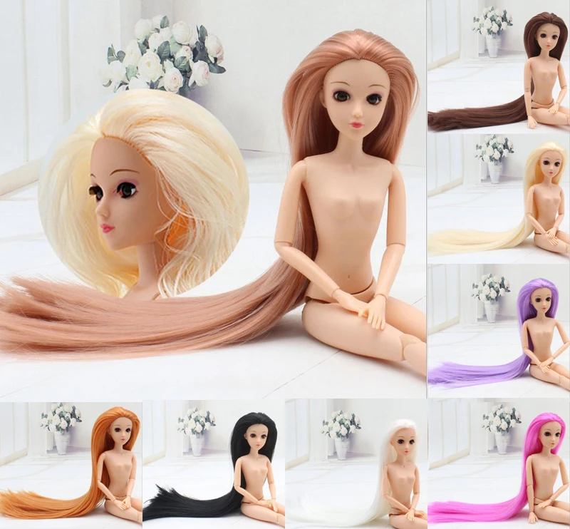 

27 Styles Real Eyelash Nude Naked doll /3D Eyes / 12 Joint Movable / Cosplay Big Long Stright Hair to floor Body For Toy Doll