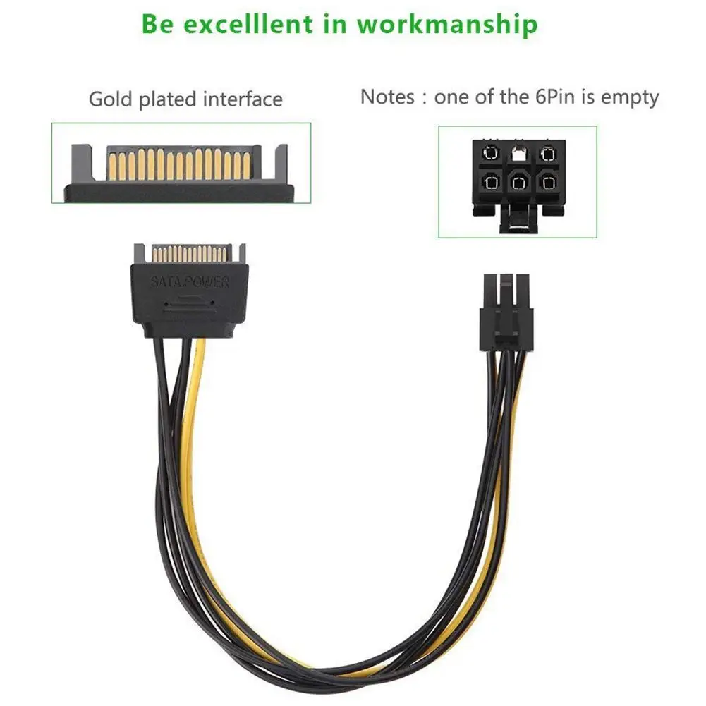 SATA кабель адаптера питания 5 шт. 15 контактный к 6 PCI экспресс карта силовой 0.66Ft/0 20 M|