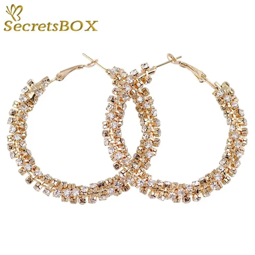Crystal Hoop Earrings for Women 2015 Brincos Ouro Luxury Gold Plated Earring Pendiente Rhinestone Fashion Jewelry Bijuteria|earring stars|earrings