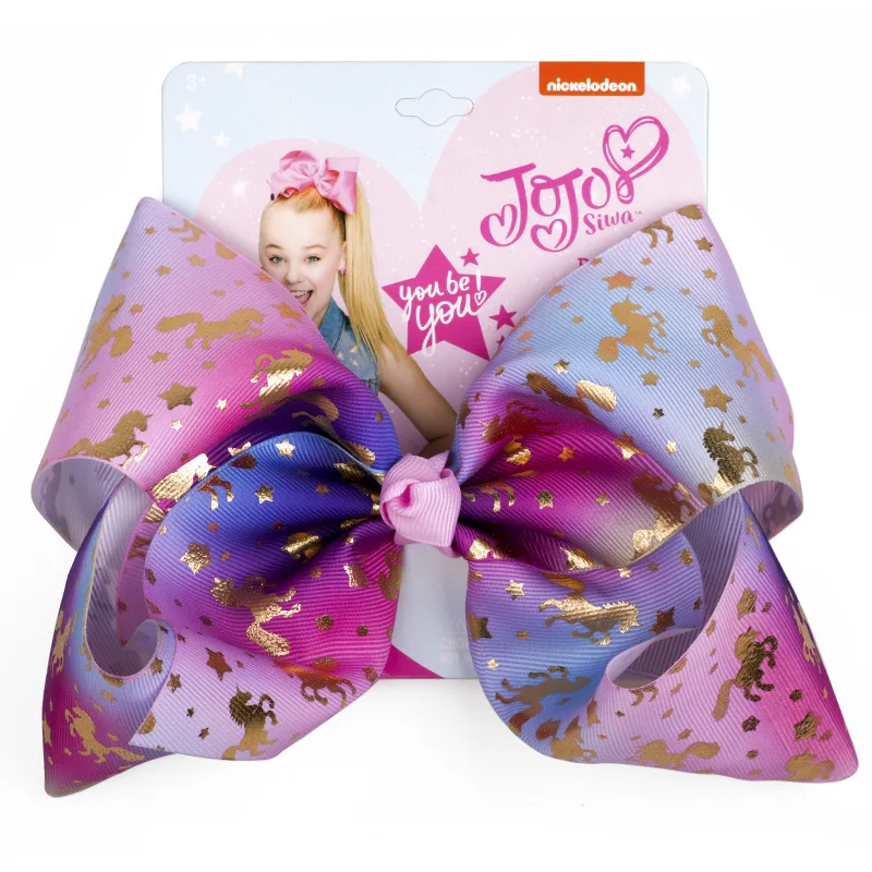 Бант для волос JOJO Siwa 8 дюймов большие радужные Детские аксессуары единорог