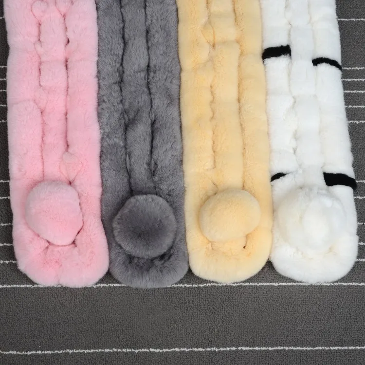 Мех животных шарф осень 2017 г. и зима натуральный мех Шарфы для женщин кроличий с