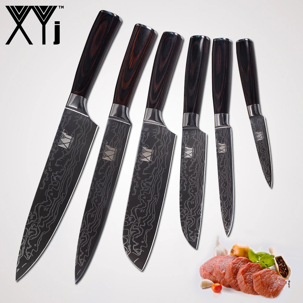 XYj японский кухонный нож из нержавеющей стали шеф повара нарезка Santoku утилита