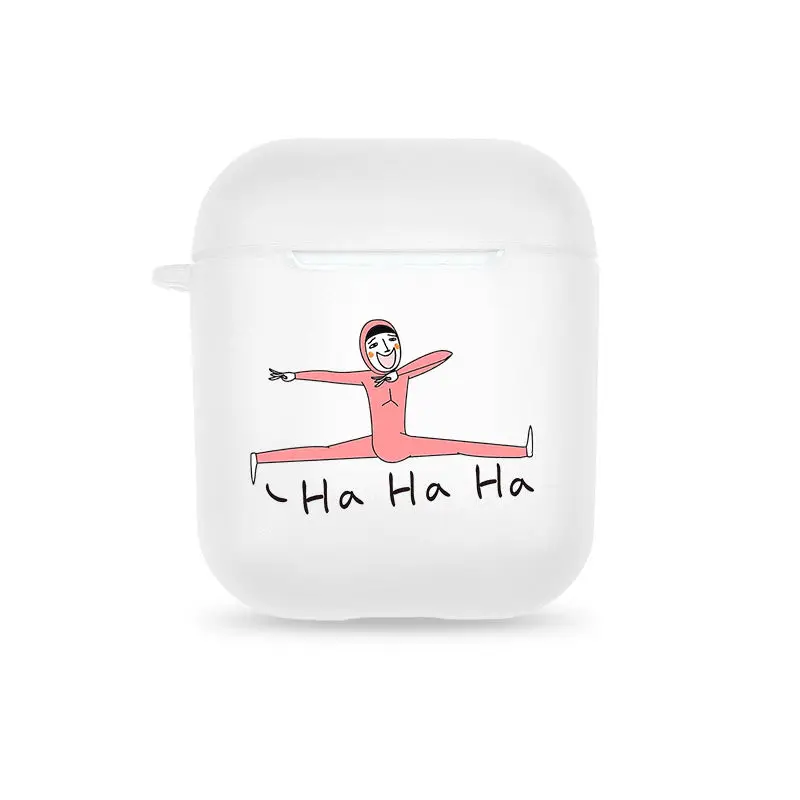 Безликий человек Единорог Мягкий чехол из ТПУ для Apple Airpods 1/2 чехол мультяшный Кот без лица человек Bluetooth беспроводные наушники коробка для наушников - Цвет: E