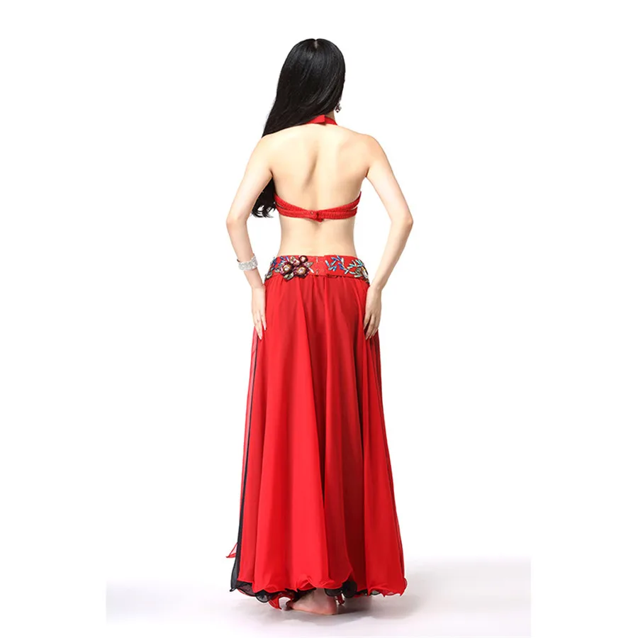 

Red Belly Stage Performance Dance Dress for Women Delicate Embroidered Belly Skirt Dance Bra Belt Clothing Dress Sets