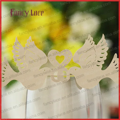 50 шт./лот свадебные открытки с лазерной резкой для бокалов надписью Love Bird милые