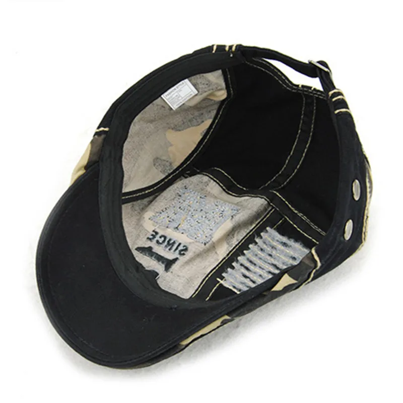 Кепка мужская камуфляжная дышащий берет из промытого хлопка регулируемый размер