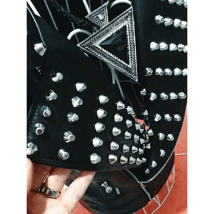 Idopy мужской жилет из искусственной кожи с заклепками вечерние сценический костюм