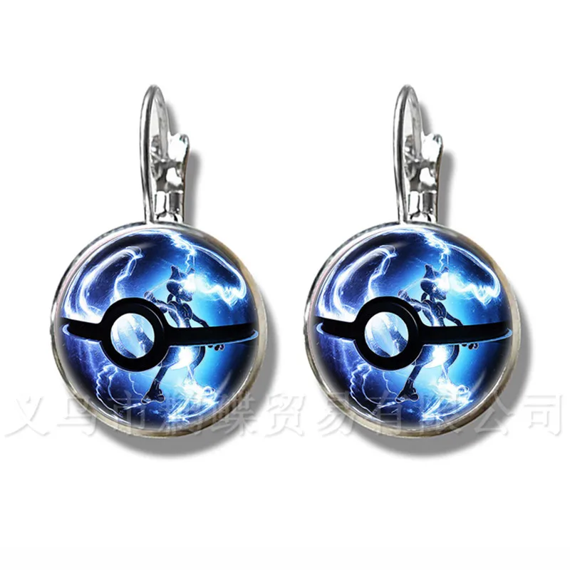 Модные круглые стеклянные кабошон Pokemon Go Pokeball серьги для женщин милые трендовые
