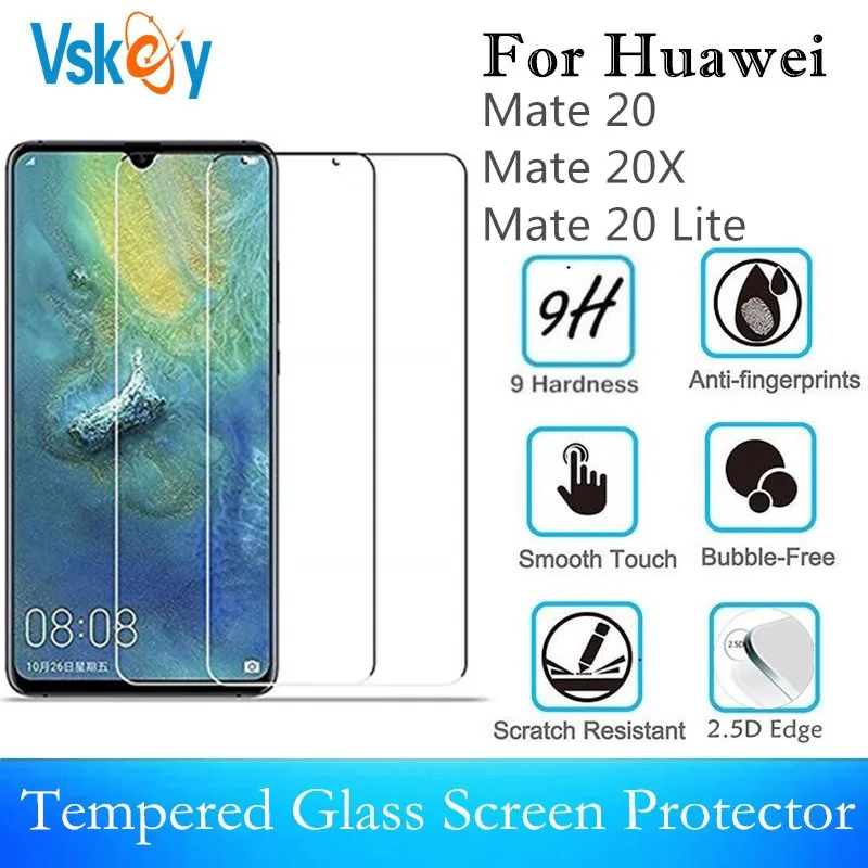 VSKEY 10 шт 2.5D Закаленное стекло для Huawei Mate 20 Защитная пленка экрана 20X|Защитные