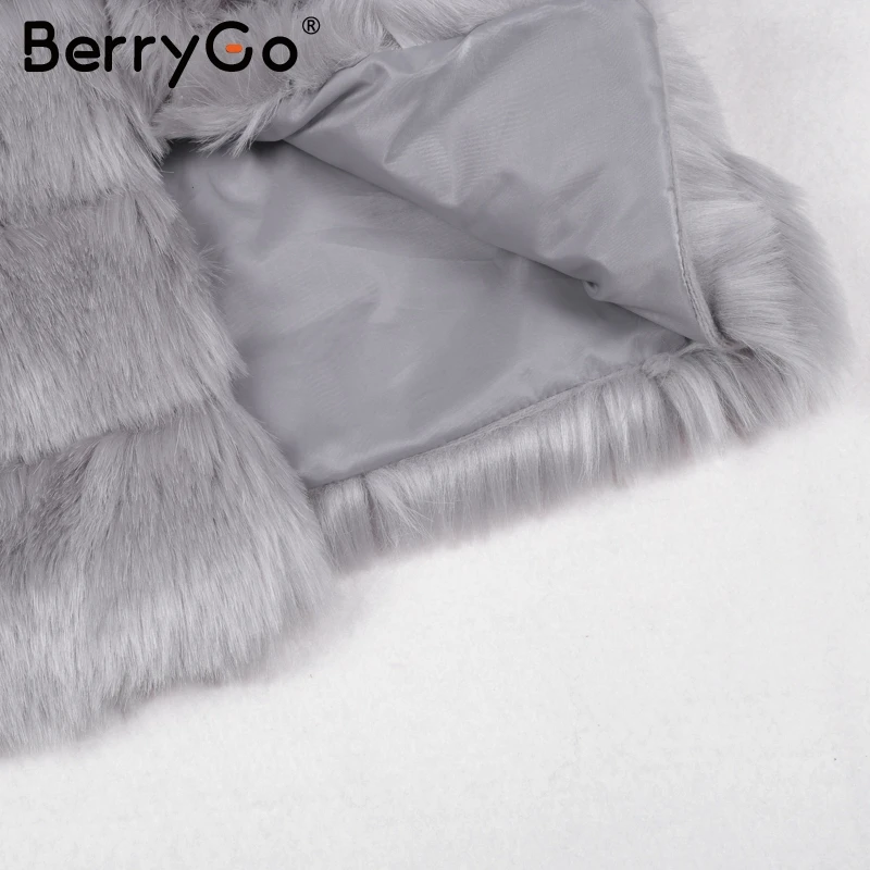 BerryGo/пушистое пальто из искусственного меха, Женская Короткая Меховая зимняя верхняя одежда с искусственным мехом, розовое пальто, Осеннее повседневное праздничное пальто оверсайз для женщин