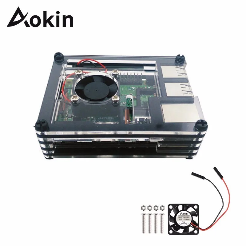 Aokin For Raspberry Pi 3 Enclosure Case 9 Layer Acrylic Cover Shell With Cooling Fan Model B+ Plus | Компьютеры и офис