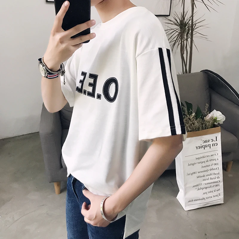 2018 Spring New Japanese Youth Fashion Campus Style Simple Letter Printing Short-sleeved T-shirt Wild Classic Loose Literary Men | Мужская