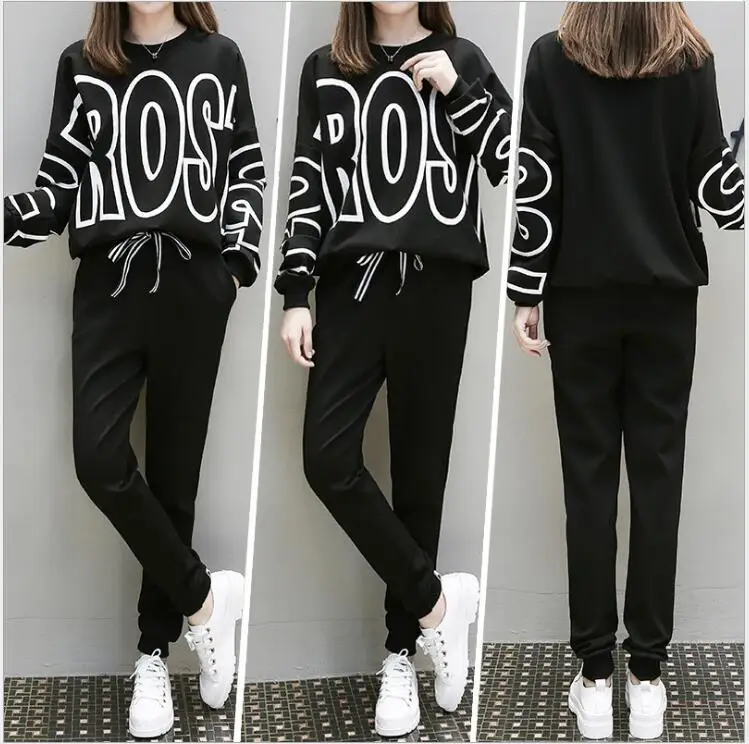 2017 осенние и зимние новые корейские модные повседневные движение костюм два