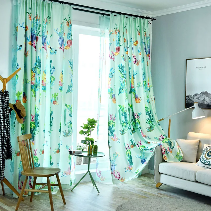 Современное Северное растение кактус шар узор занавески для детей спальни