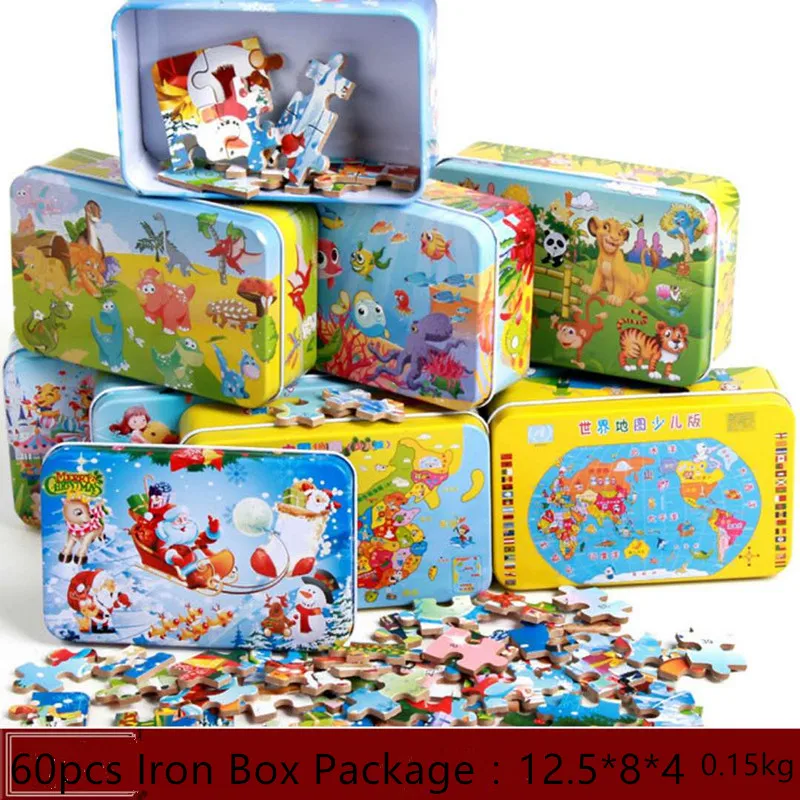 Деревянные Мультяшные 3D игрушки 22 5*14 см 60 шт./компл. Деревянный пазл железная
