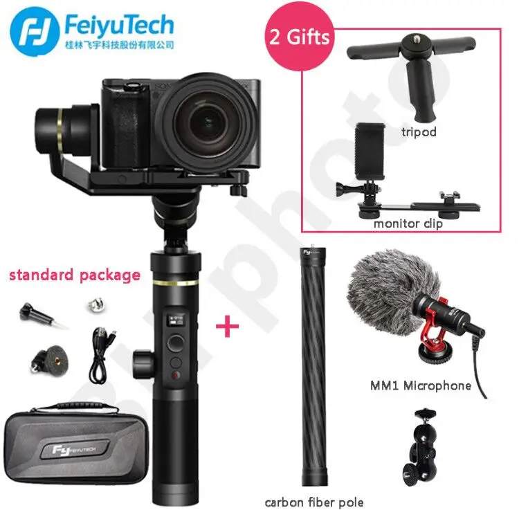 FeiyuTech Feiyu G6 Plus ударопрочный ручной карданный стабилизатор для смартфонов Gopro hero беззеркальных камер sony as6000 черный - Цвет: add Pole BOYA Mic