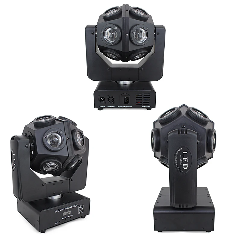 LED Moving Head Lights with 12Pcs Lamp Beads 10W Pocket Beam Unlimited Rotation RGBW 4 In 1 DMX512 for Party Disco Shows | Лампы и