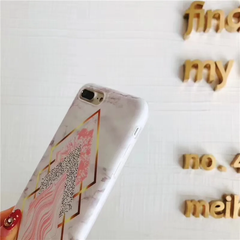 QJW белый Геометрия сращивания Мрамор чехол для телефона iPhone 7 6 6S 8 Plus X XS Max XR