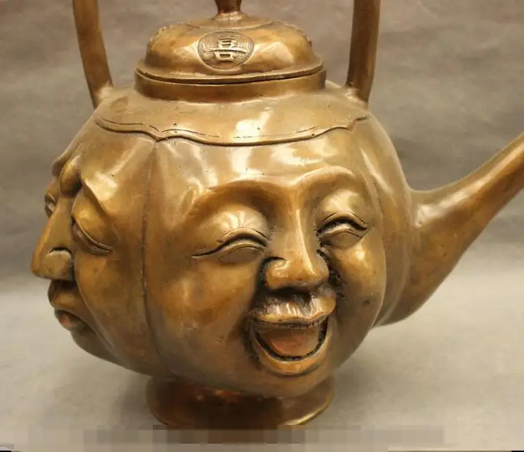 Китайская Бронзовая Медная головка Будды Maitreya S01332 16 с 4 лицами|pot paint|pot setpot head |