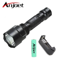 anjoet self defence lantern tactical penlight 1 mode cree l2 led flashlights torch light outdoor camp with 18650 battery charger