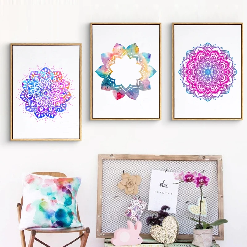 

Beautiful Mandala Ornament Yoga Wall Art Print Poster , Yoga Wall Pictures Home Decor Vintage Decorative Canvas Painting