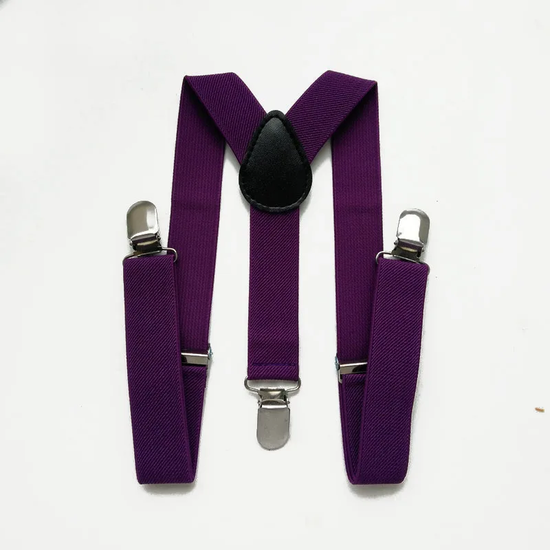 dark purple Эластичные подтяжки для маленьких мальчиков и девочек с y-образной застежкой на спине; однотонные Детские подтяжки; детская одежда; аксессуары; BD001-S - Цвет: dark purple