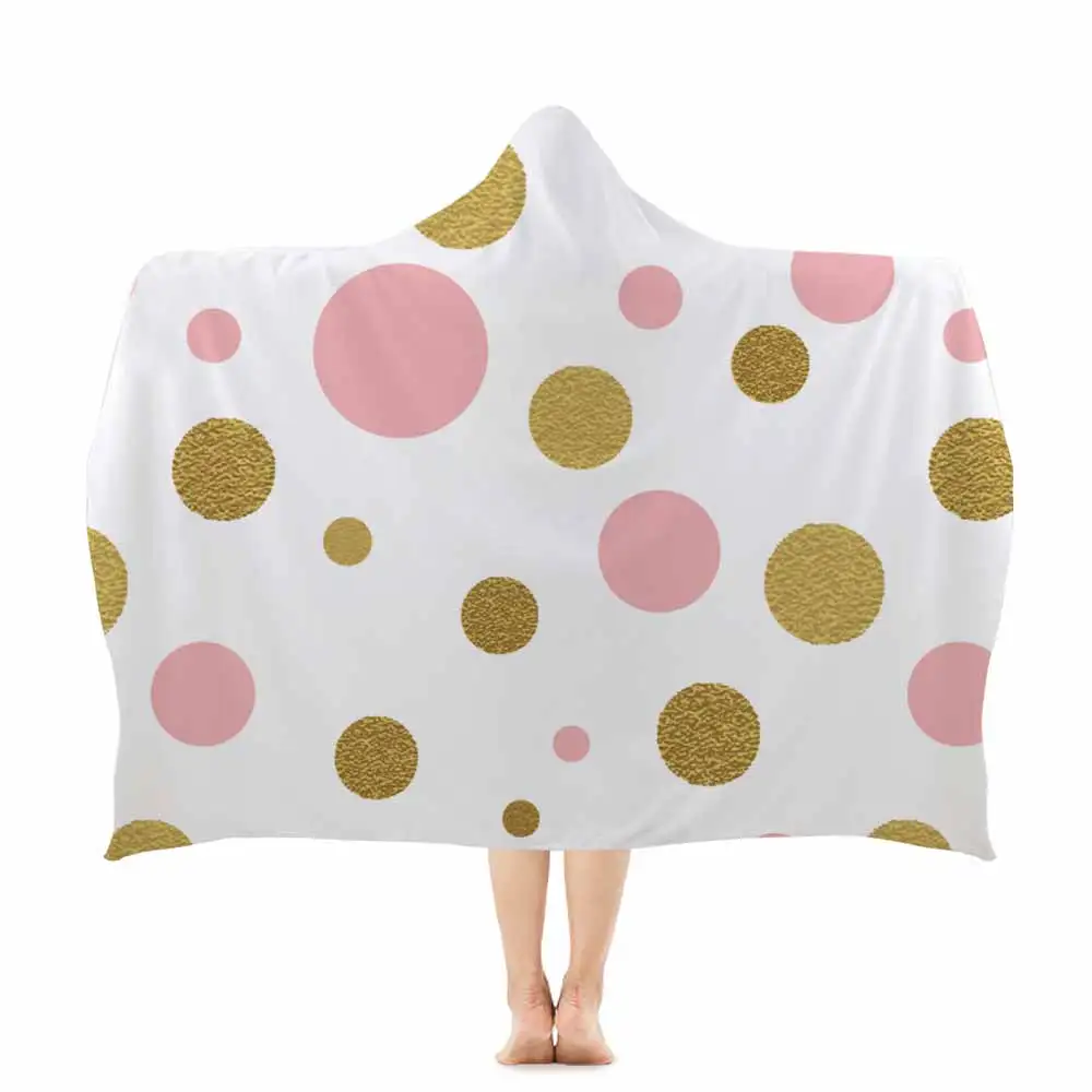 003 Miracille Pink Heart Wearable Hooded Towel Bohemia Geometric Bathroom Towel With Hood Spot Travel Beach Towel For Girls Kids - Цвет: 003