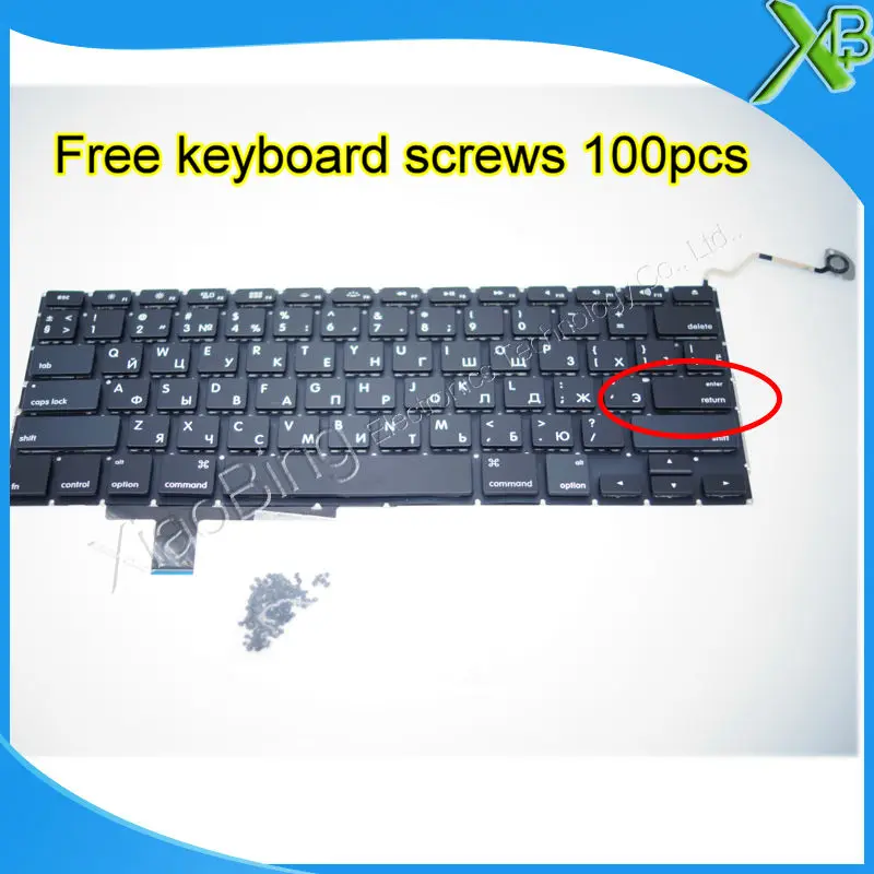 Совершенно новая русская клавиатура A1297 для MacBook Pro 17 1 дюйма маленькая Enter RS + винты