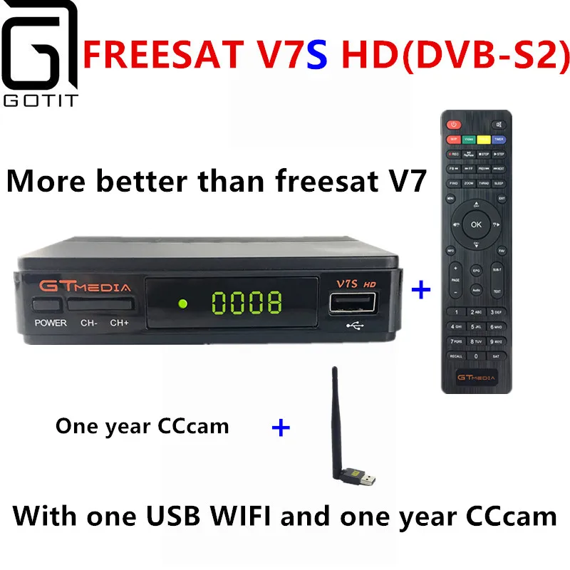 GOTiT GTMedia V7S FullHD Freesat спутниковый ресивер+ 1 год Европа CCcam-clines 1080P для Испании Германия Португалия VS Freesat V7