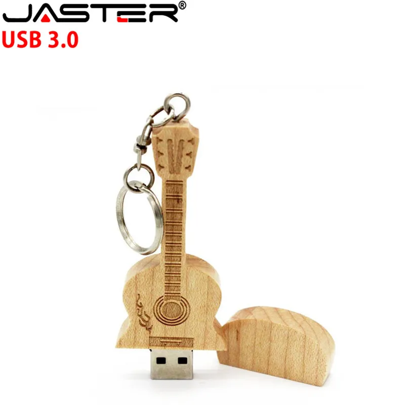 JASTER USB 3 0 (бесплатный логотип на заказ) ручка-накопитель в форме гитары деревянная