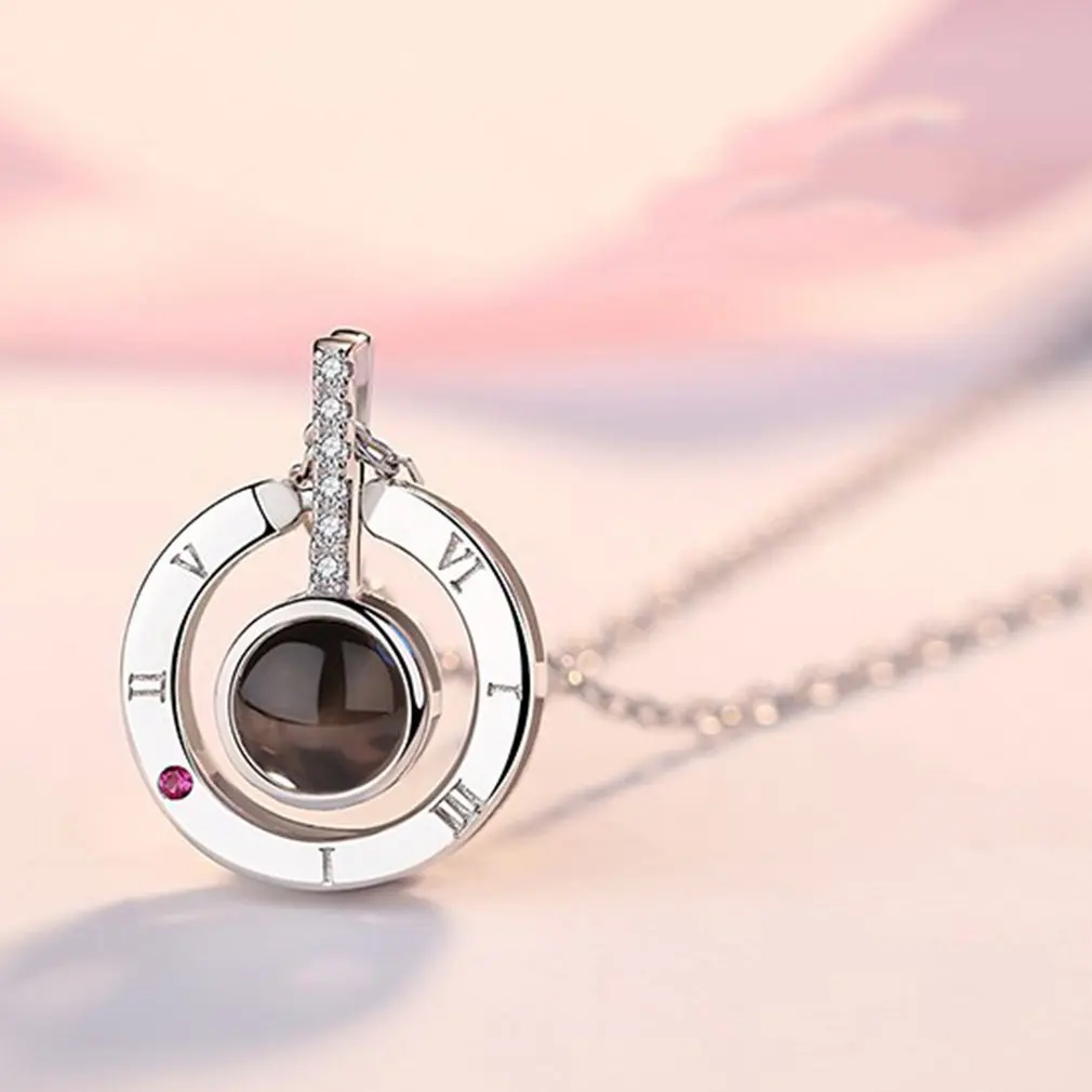 silver Титановая сталь 100 языков I Love U Кулон ожерелье Женские уникальные элегантные звенья цепи Романтическая любовь ювелирные изделия дропшиппинг - Окраска металла: silver