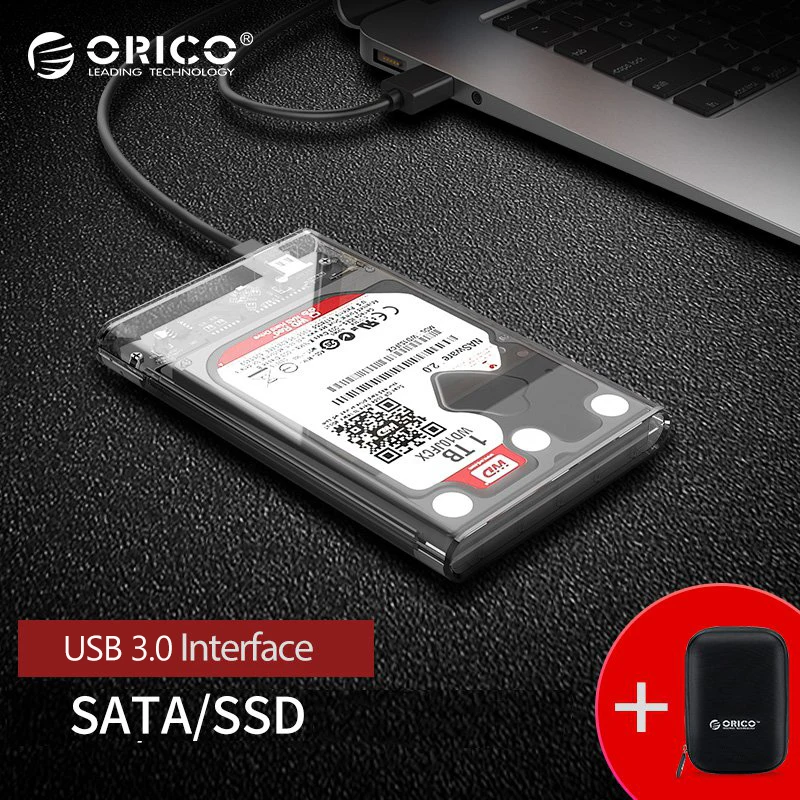 ORICO 2 5 дюймов Прозрачный чехол для жесткого диска USB3.0 на Sata 3 0 Бесплатная