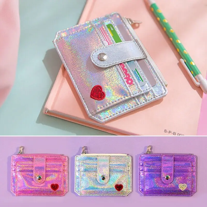 

Laser Shining Card Bag Girls Sequins Driver's license Cover Bags ID Credit Card Business Card Holder Case Mini Hasp Wallet
